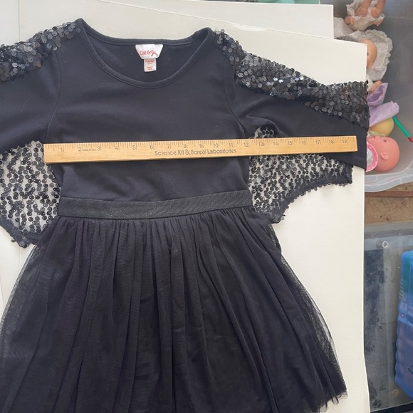 CAT & JACK Black Mesh Sequin Dress Size S 6/6X - Picture 7 of 11